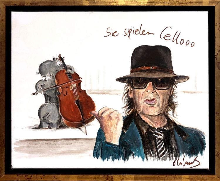 Otto Waalkes Gemälde "Sie spielen Chello"