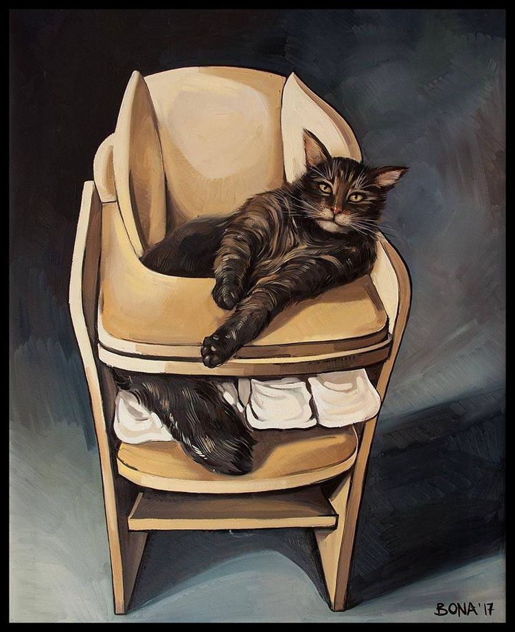 Katze im Hochstuhl - Bona Gemälde