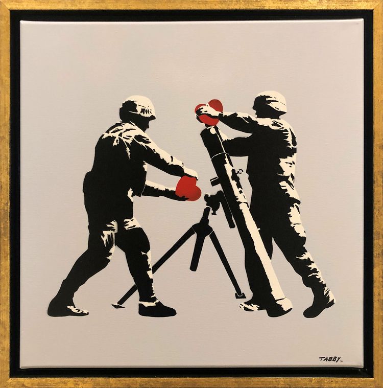 Tabby Street Art Stencil on canvas: Heart Attack Tabby Street Art Stencil on canvas: Heart Attack