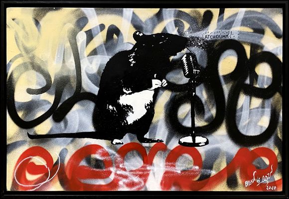 Blek le Rat motive The Crooner on Canvas Blek le Rat motive The Crooner on Canvas