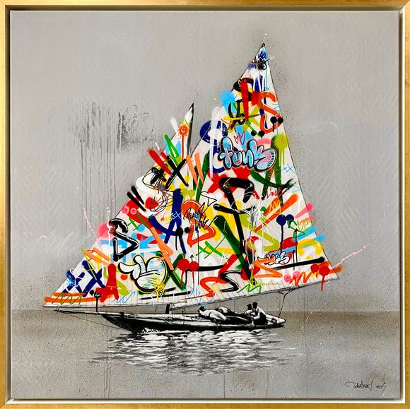 Martin Whatson "Sailboat" Artwork on canvas