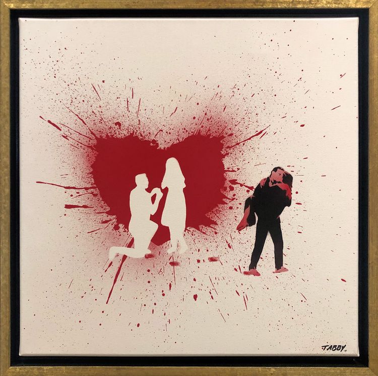 Tabby Street Art Stencil on canvas: When love hits you