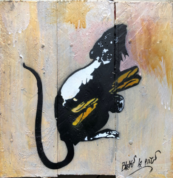 Blek le Rat Rat Nr. 5 on wood Blek le Rat Rat Nr. 5 on wood