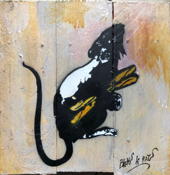 Blek le Rat Rat Nr. 5 on wood