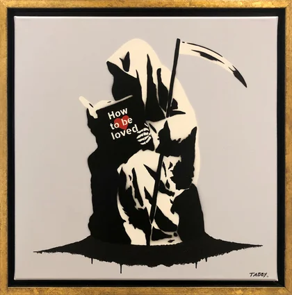 Tabby Street Art Stencil on canvas: how to be loved