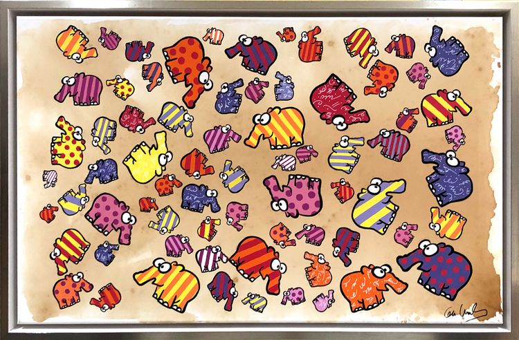 Bunte Wäsche - Ottifanten Gemälde von Otto Waalkes Bunte Wäsche - Ottifanten Gemälde von Otto Waalkes