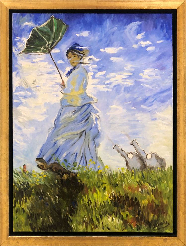 Otto Waalkes Gemälde Frau mit Schirm